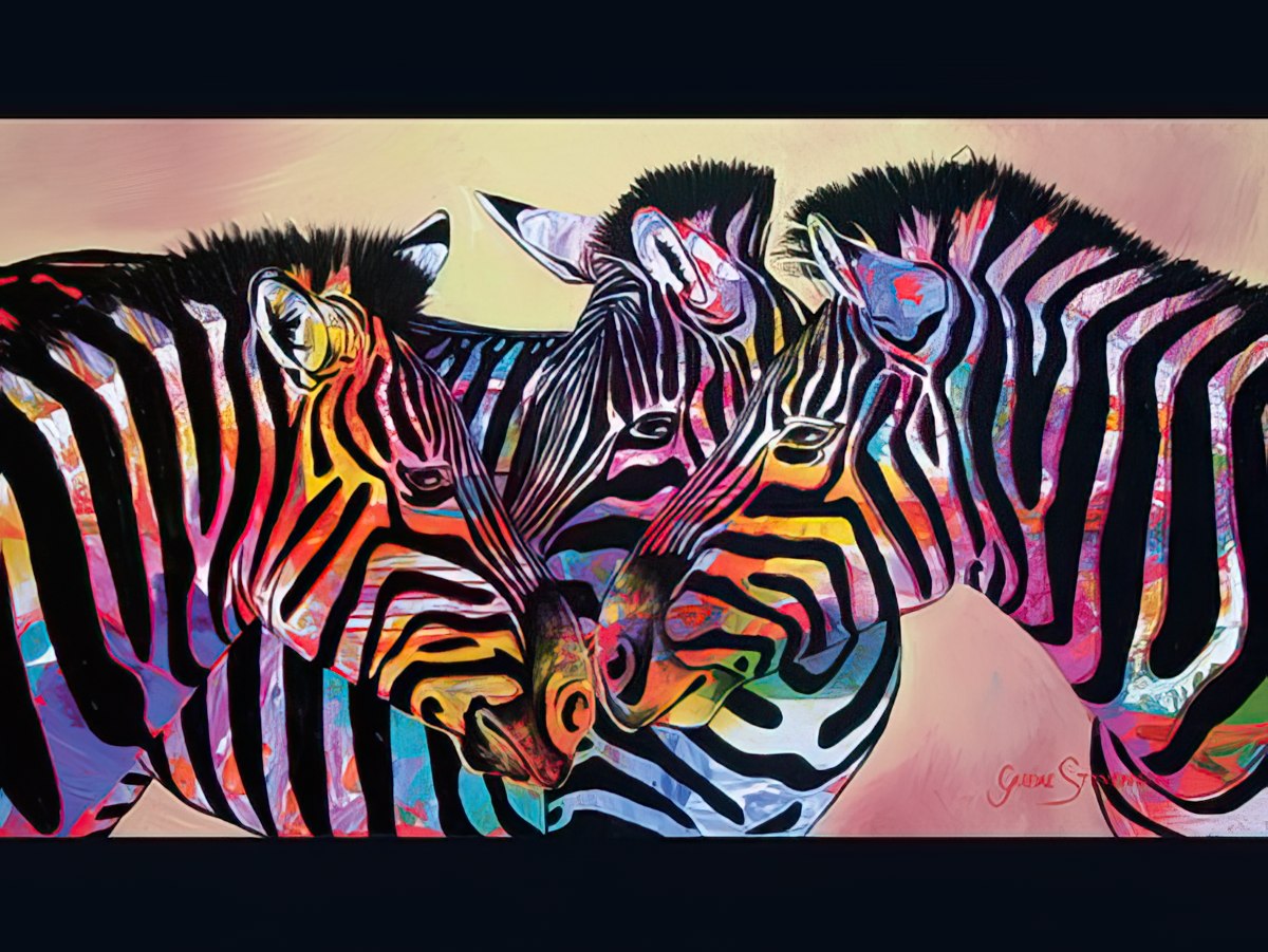 Three Brightly-Colored Zebras Blank Card