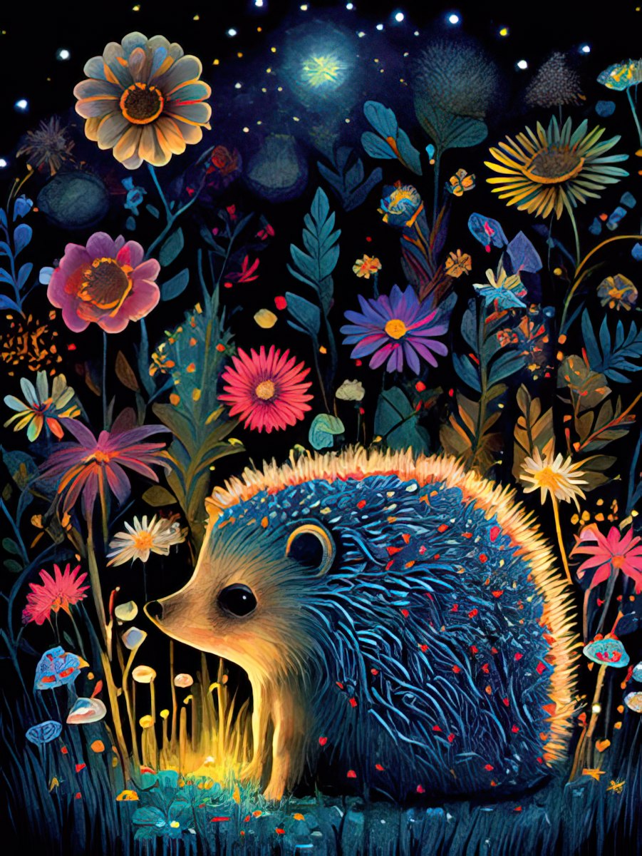 Hedgehog Among Flowers Encouragement Card