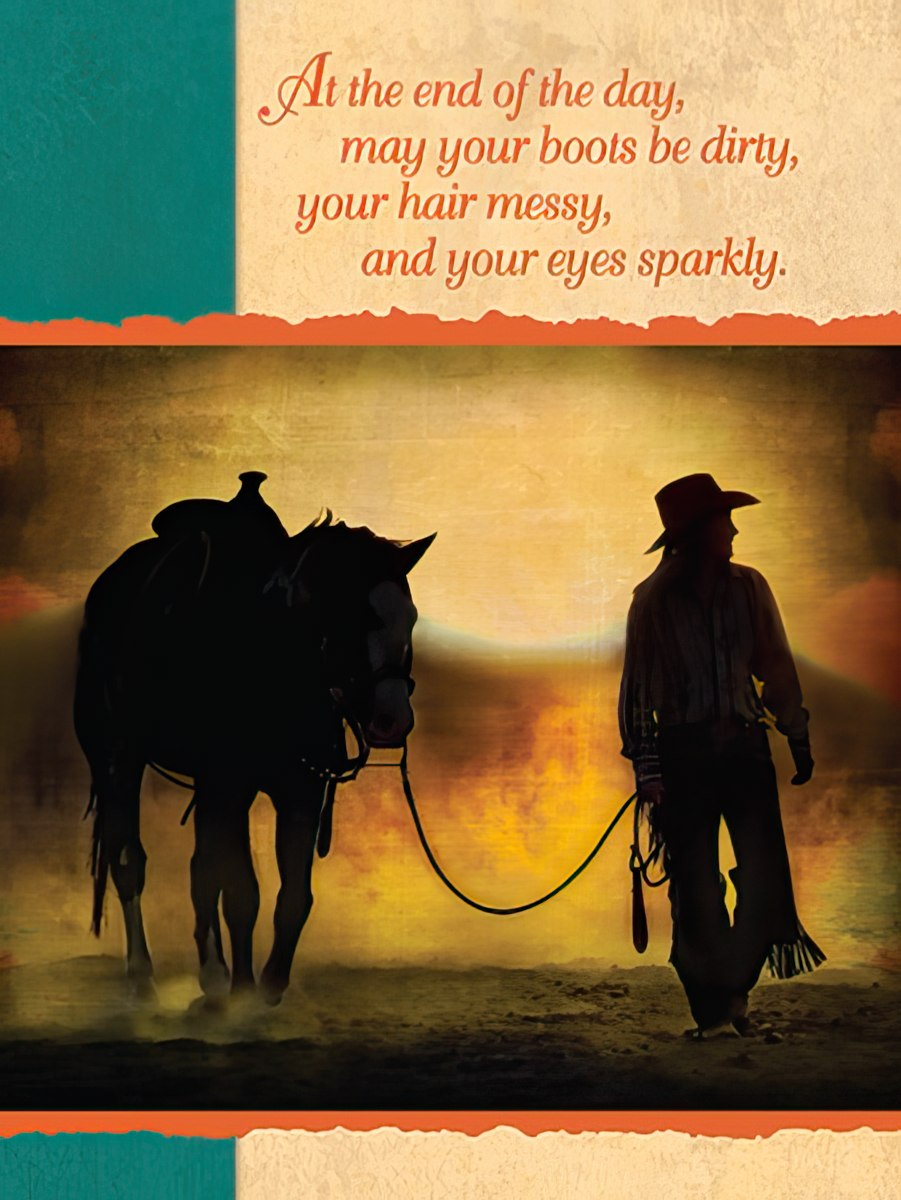 Cowgirl and Horse Silhouette Birthday Card