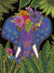 Purple and Blue Elephant with Flowers Blank Card