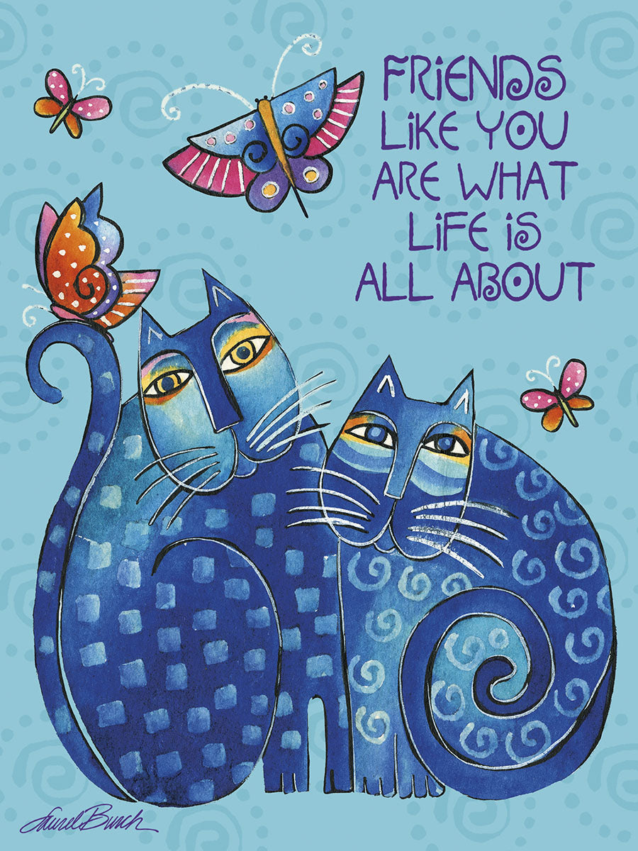 Friendship Card 500818 - Pair of Blue Cats with Butterflies F...