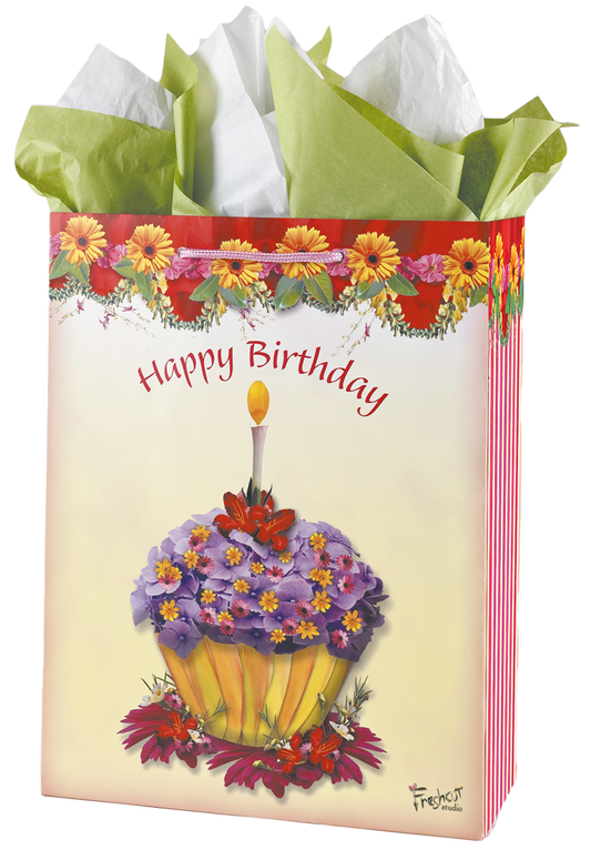 Flower Cupcake Gift Bag Set - Large