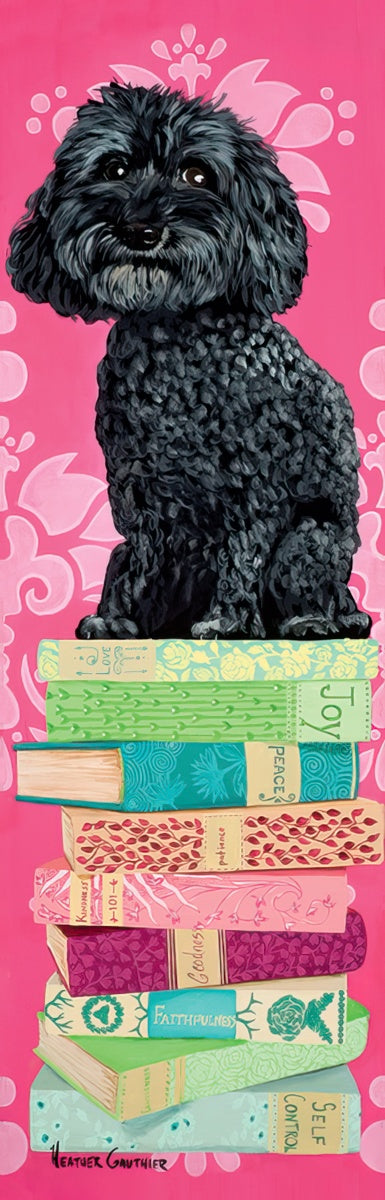 Poodle on Stack of Books