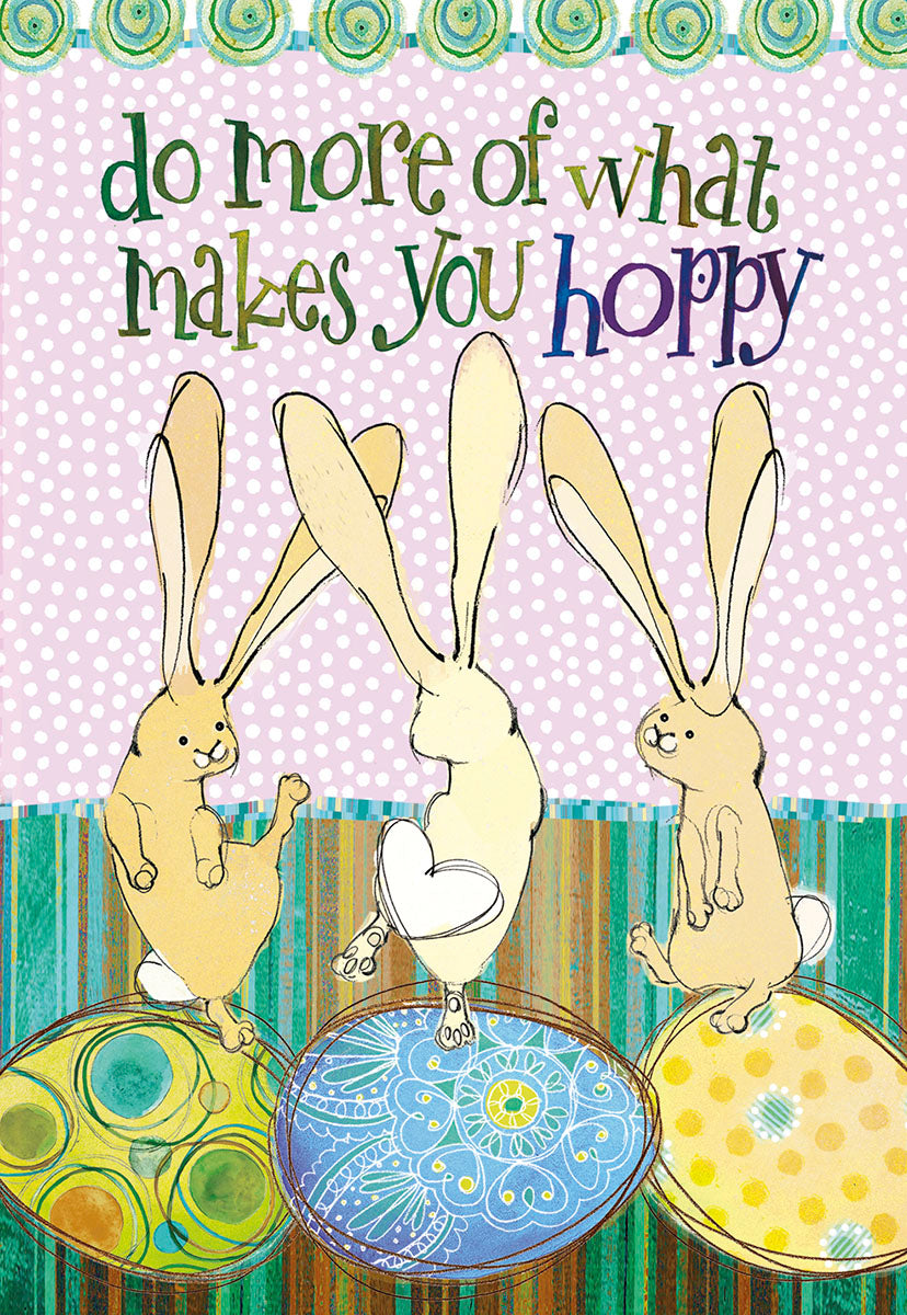 Bunnies Dancing on Eggs Easter Card