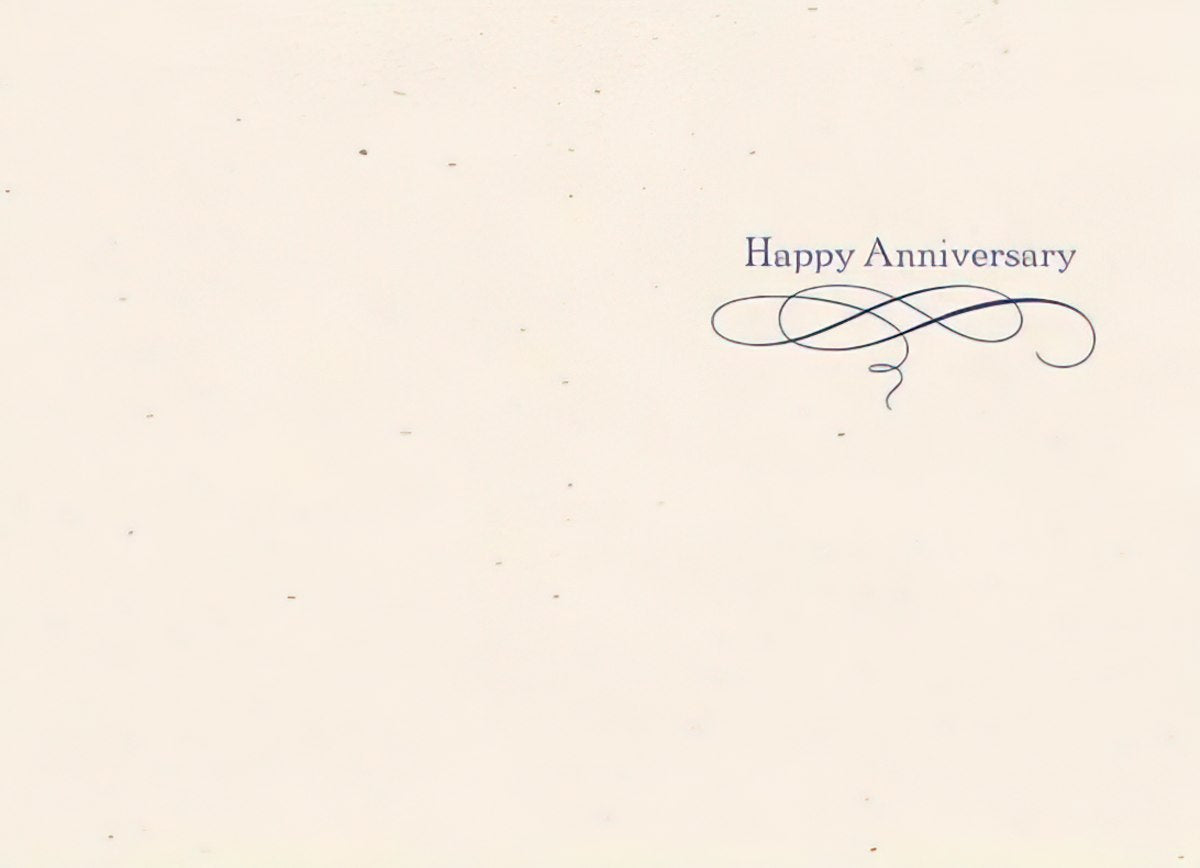 Inside of a Maggie Mae card with textured background and text 'is each other. Happy Anniversary'.
