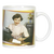 retro woman at desk with notepad and typewriter