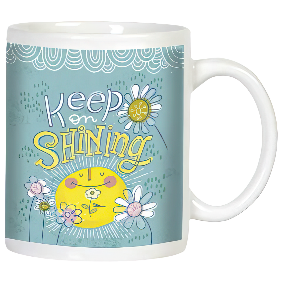 Smiling Sun and Flowers Mug