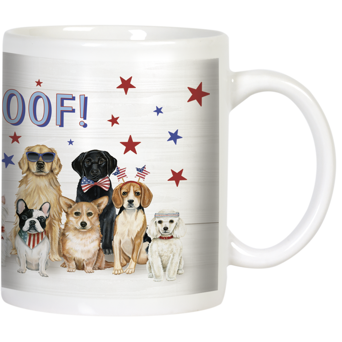 Group Of Dogs Red White and Woof! Ceramic Mug