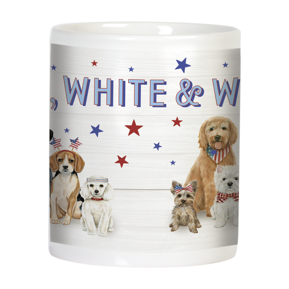 Group Of Dogs Red White and Woof! Ceramic Mug