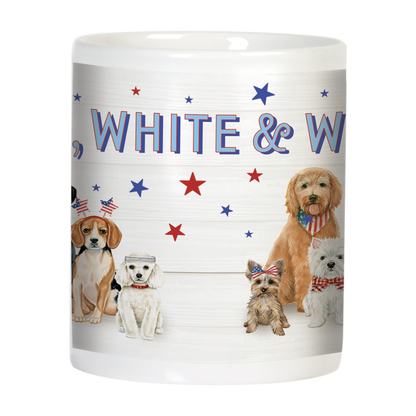 Group Of Dogs Red White and Woof! Ceramic Mug