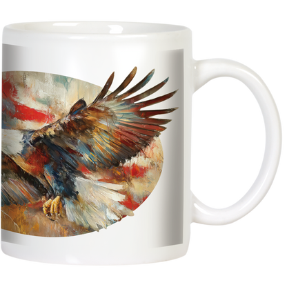 Life, Liberty and the Pursuit of Caffeine! Eagle Flying And Flag Ceramic Mug
