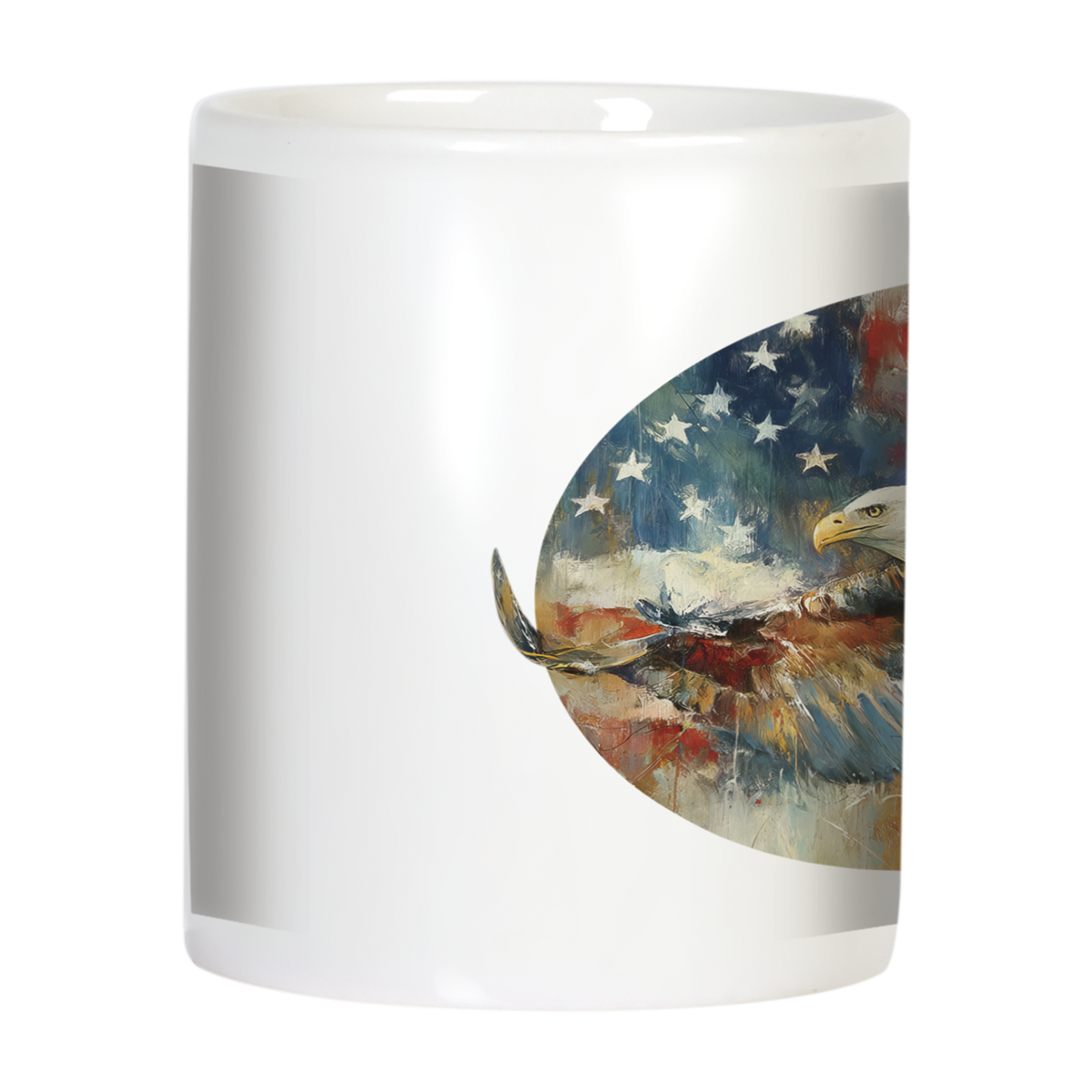 Life, Liberty and the Pursuit of Caffeine! Eagle Flying And Flag Ceramic Mug