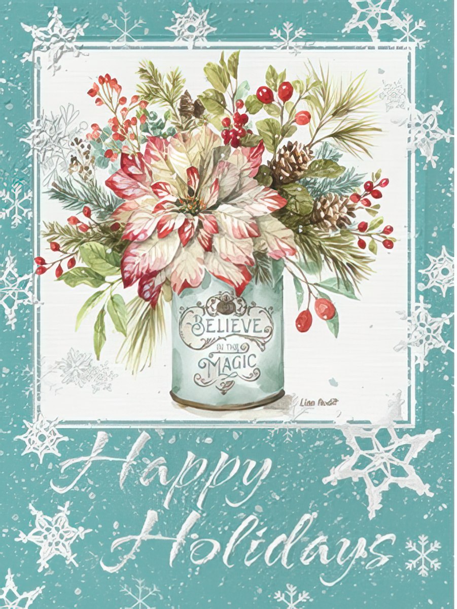 Christmas flower arrangement in can Embossed Christmas Card