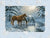 Three horses drinking from stream Embossed Christmas Card
