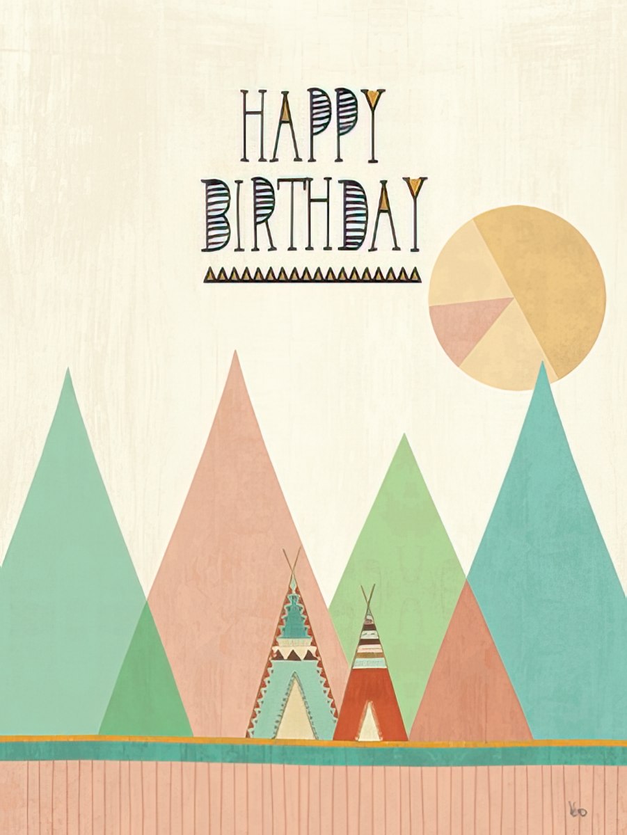 Teepees with Mountains Birthday Card