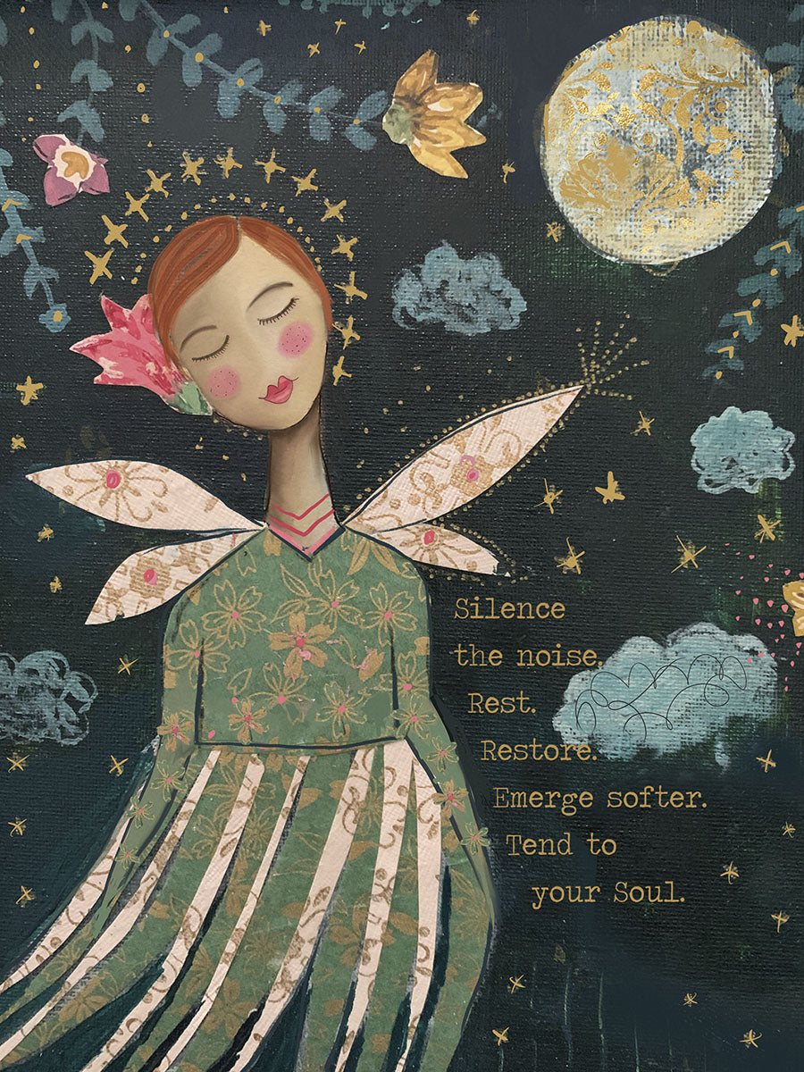 Angel with Night Time Sky Encouragement Card