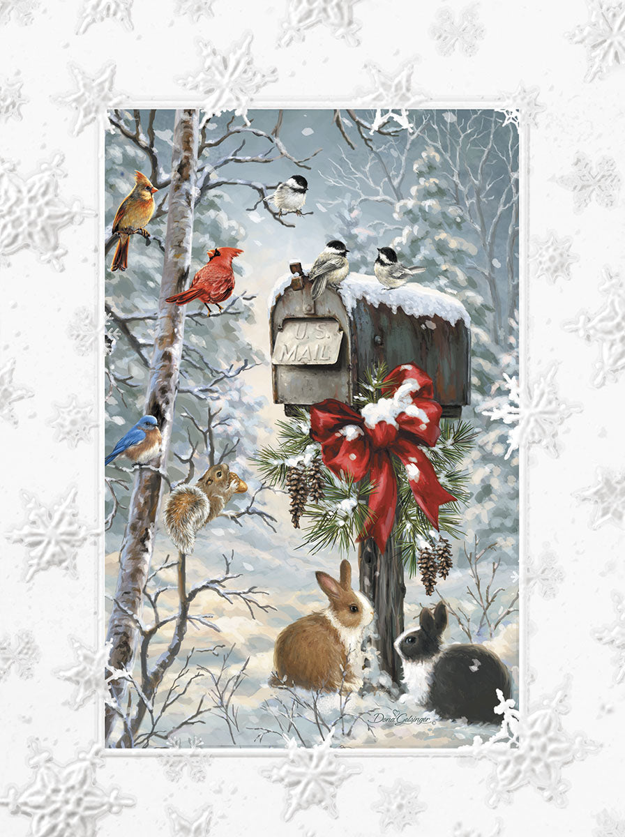 Merry Moments Wildlife and Mailbox Embossed Christmas Card