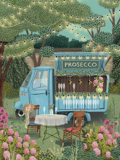 Prosecco Hipster Food Truck Birthday Card
