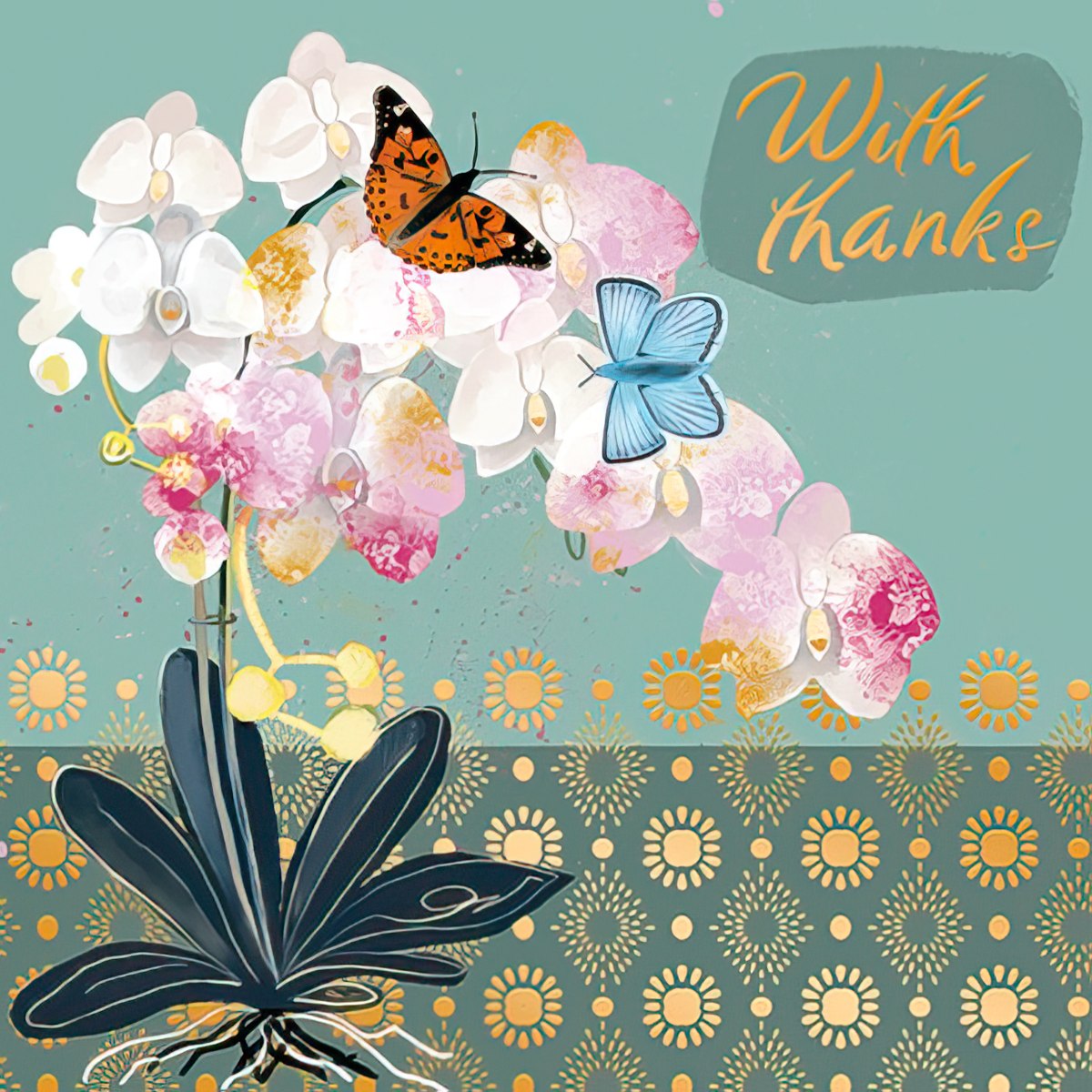 Butterflies and Flowers Thank You Card