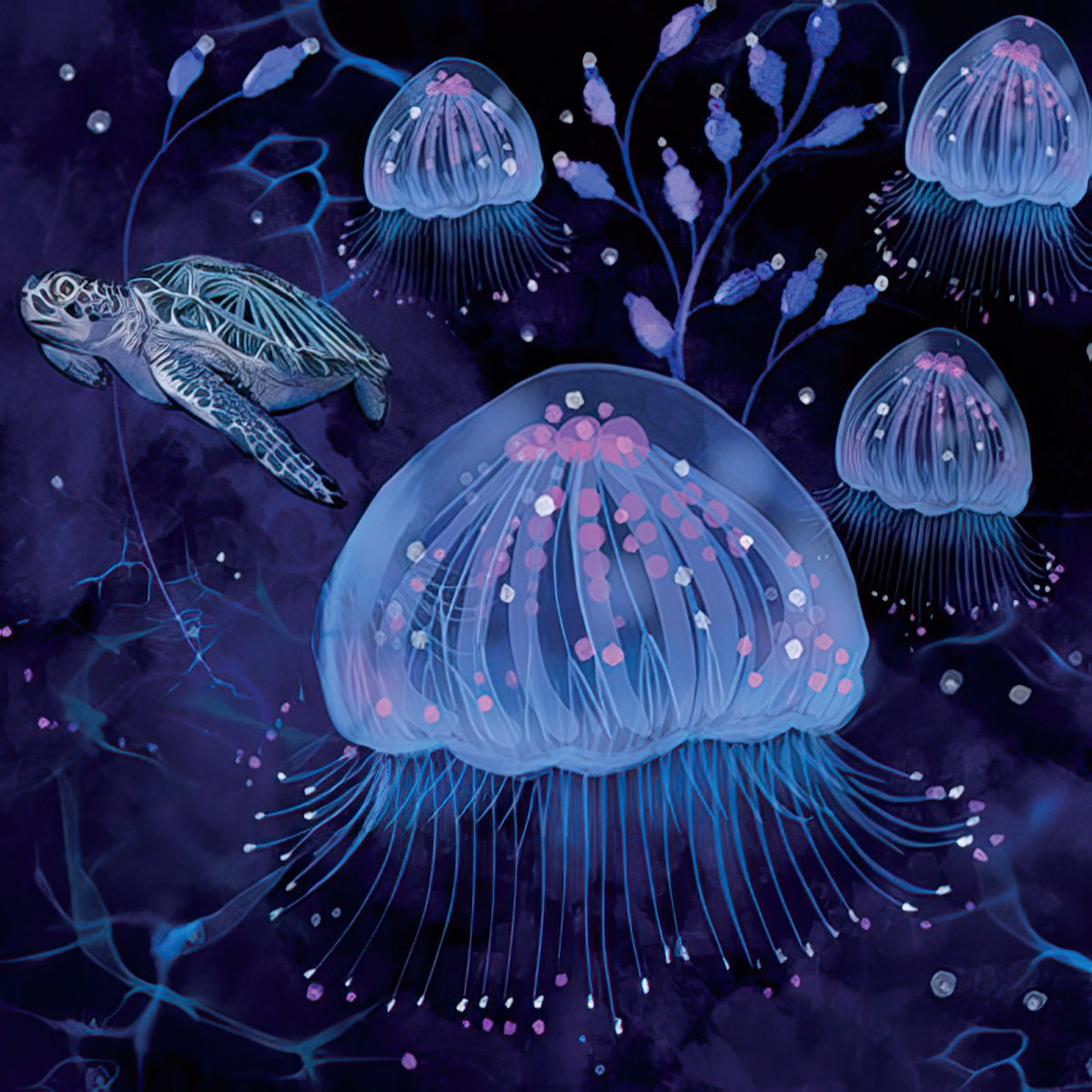 Underwater Scene of Jellyfish Blank Card