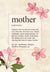 A text box containing a definition of 'mother' surrounded by painted pink flowers