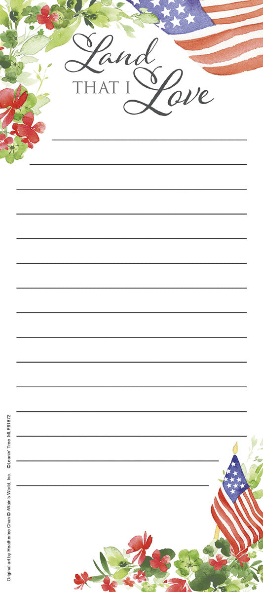 Land That I Love America 250 Magnetic List Pad