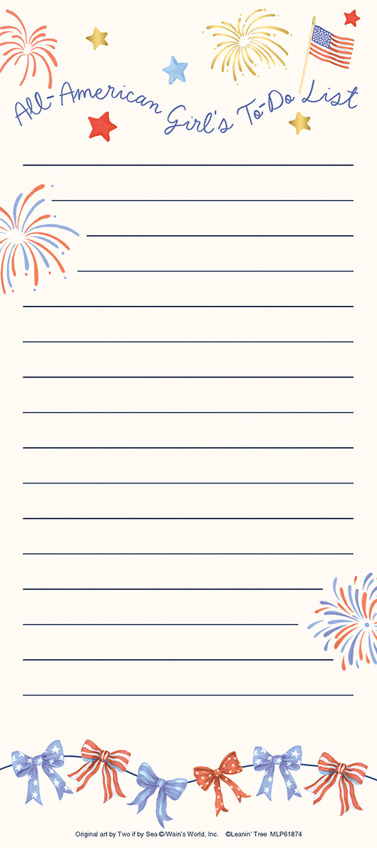 All American Girls To Do List America 250 Magnetic List Pad