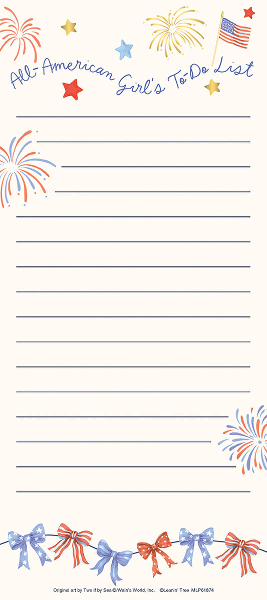 All American Girls To Do List America 250 Magnetic List Pad