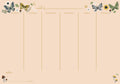 Weekly desk calendar pad with vibrant butterfly and floral artwork on a peach background, showing sections for Monday to Weekend and notes. Features blue, yellow, black, and green butterflies, sunflowers, daisies, and mushrooms, perfect for daily planning and organization.