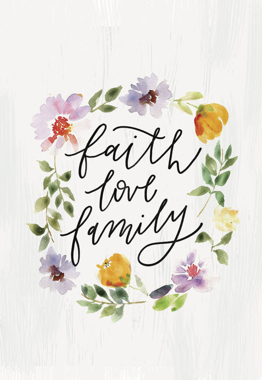 Faith Love Family Floral Wreath Magnet