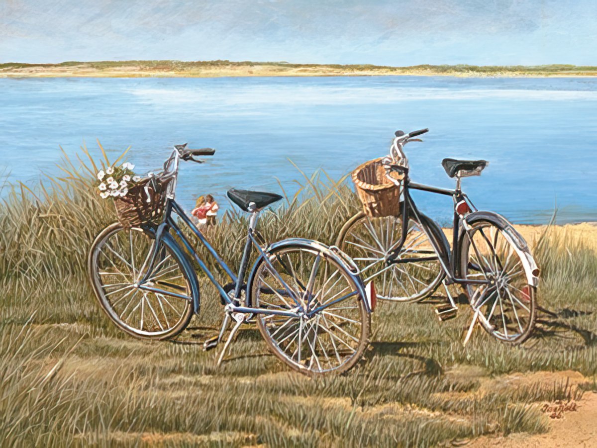 Pair of Bicycles Near Beach Anniversary Card
