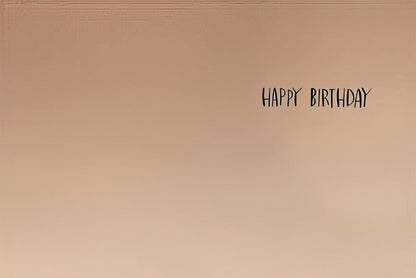 Inside of the snowy owl birthday card, with a simple and direct 'HAPPY BIRTHDAY' message.