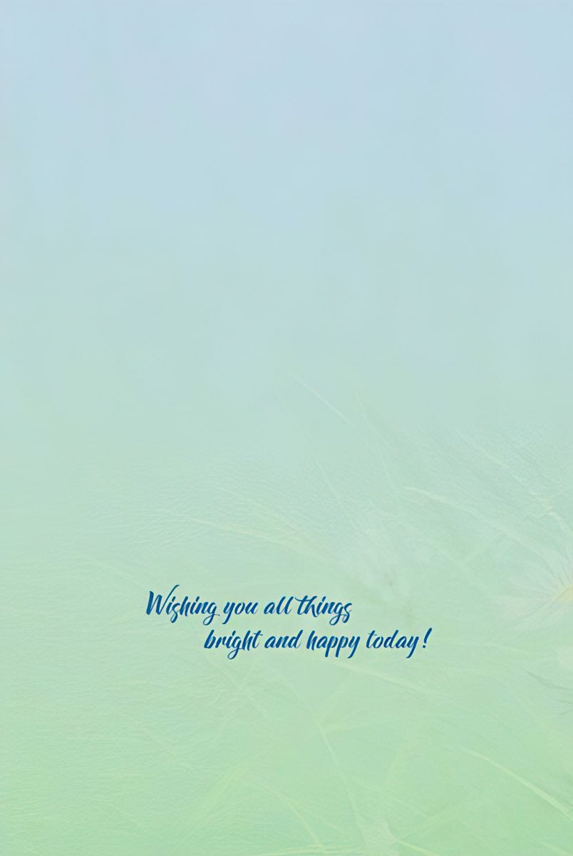 Inside of a black bear cub greeting card, with the optimistic message "Wishing you all things bright and happy today!".