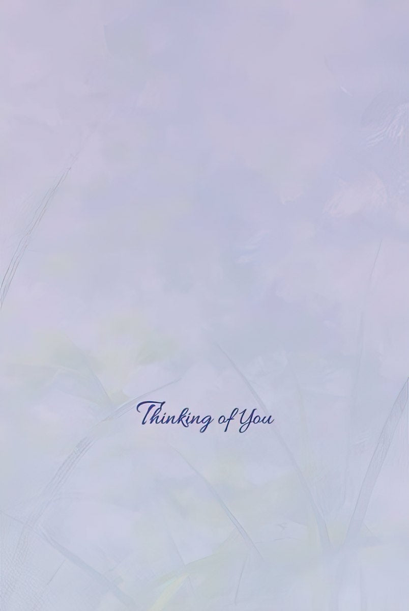 Inside of a raccoon greeting card, featuring a simple and thoughtful "Thinking of You" message.
