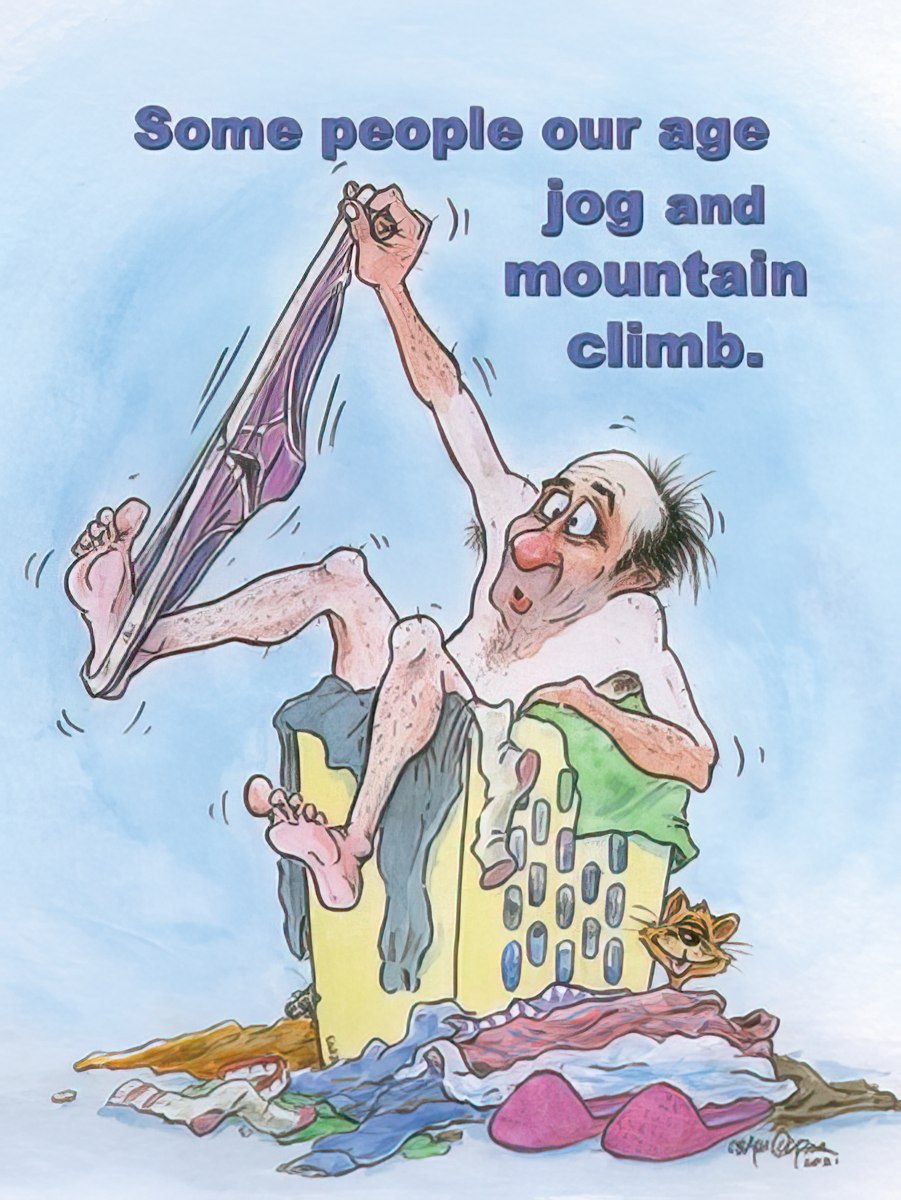 Funny Birthday Card: Aging Jogging & Underwear Struggle Humor | Funny Birthday Greeting Card