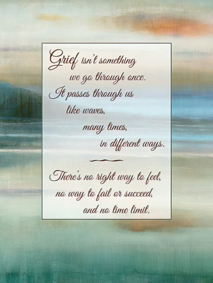 Sympathy card featuring a sunlit forest path, with the message 'Those we love don't go away'.