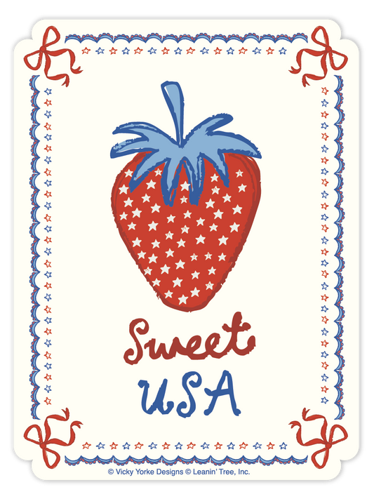 Sweet USA Strawberry With Bows America 250 Sticker