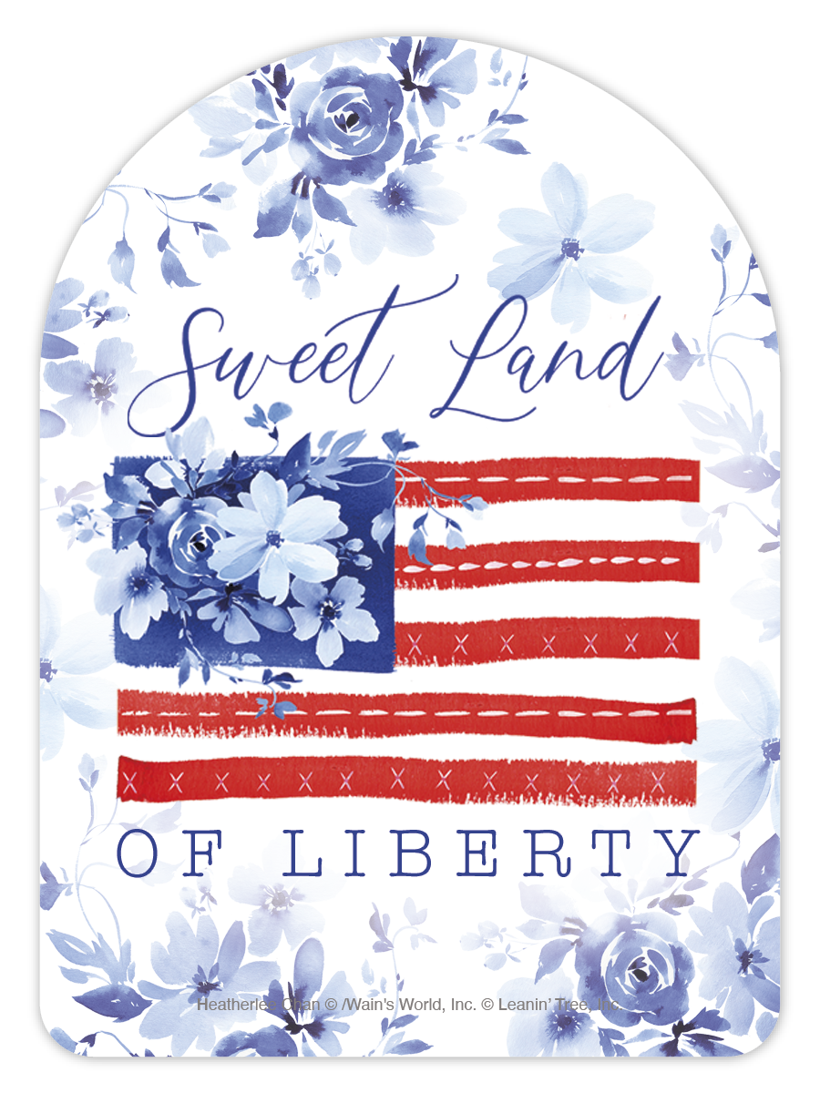 Sweet Land Of Liberty American Flag W/Blue Florals America 250 Sticker