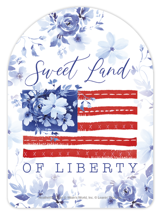 Sweet Land Of Liberty American Flag W/Blue Florals America 250 Sticker