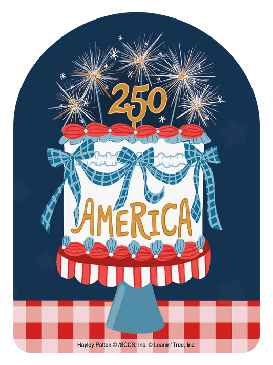 America 250 Cake Decorated with Bows and Sparklers Sticker