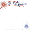 Notepad featuring a vibrant red, white, and blue fireworks design with the inspirational quote 'Keep Calm and Sparkle On' in elegant script, perfect for daily notes and motivational reminders.