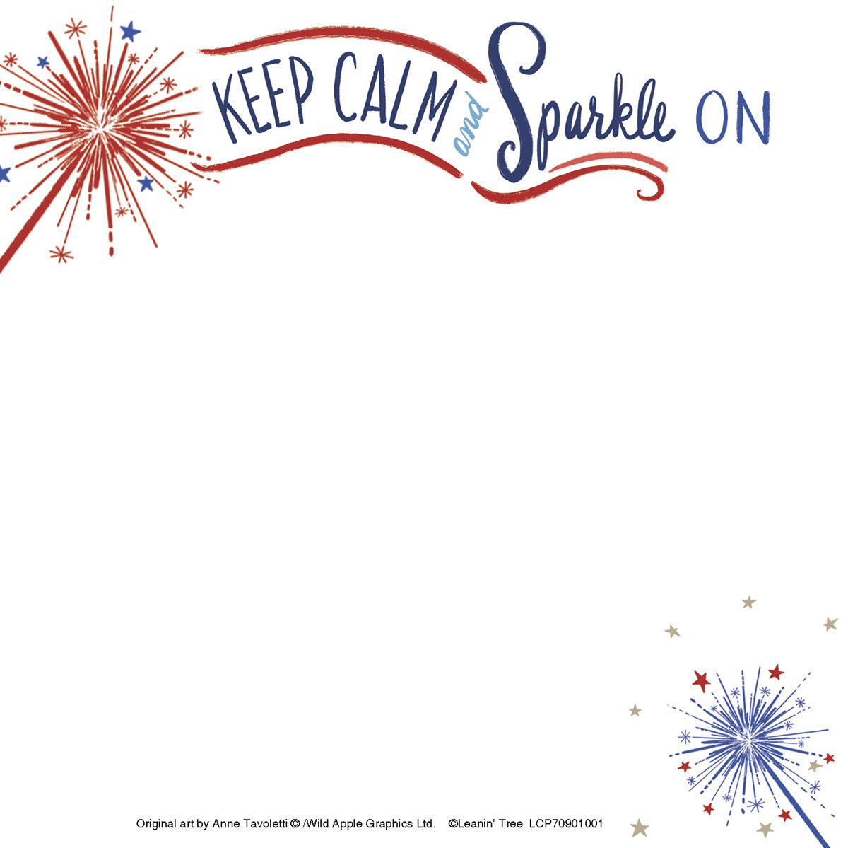 Notepad featuring a vibrant red, white, and blue fireworks design with the inspirational quote 'Keep Calm and Sparkle On' in elegant script, perfect for daily notes and motivational reminders.