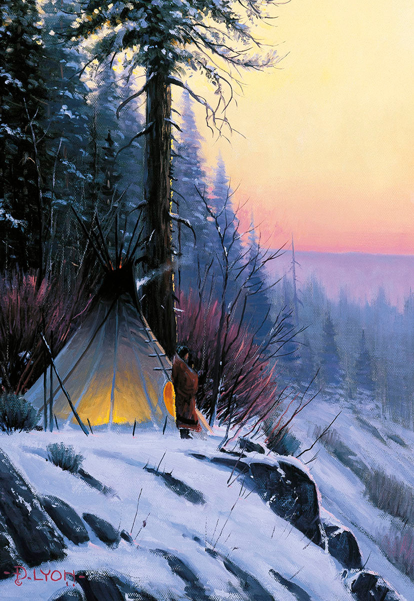 Teepee on Snowy Mountainside Christmas Card