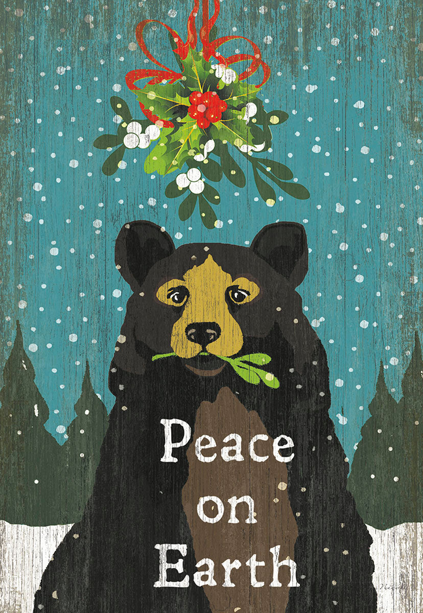 Peace on Earth Bear with Mistletoe Christmas Card