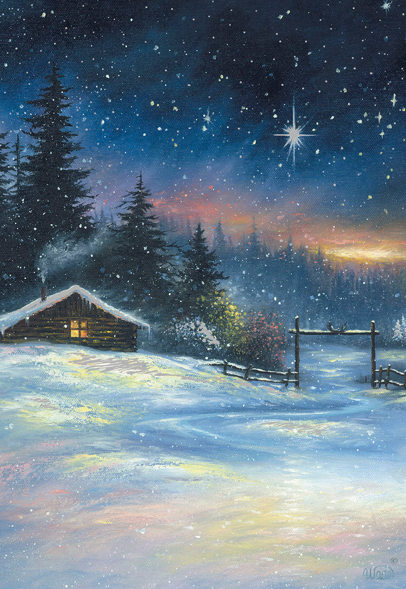 Starry Sky over Snowy Ranch House Christmas Card