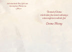 Inside of a religious greeting card showing scriptural text from 1 John 5:20 and a heartfelt message about Jesus's journey enabling us to walk with God, concluding with 'Christmas Blessings'.