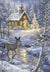 Church in the Woods with Deer Christmas Card