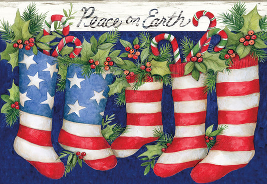 Patriotic Stockings Christmas Card