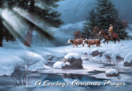 A Cowboy's Christmas Prayer - Winter Stream Christmas Card