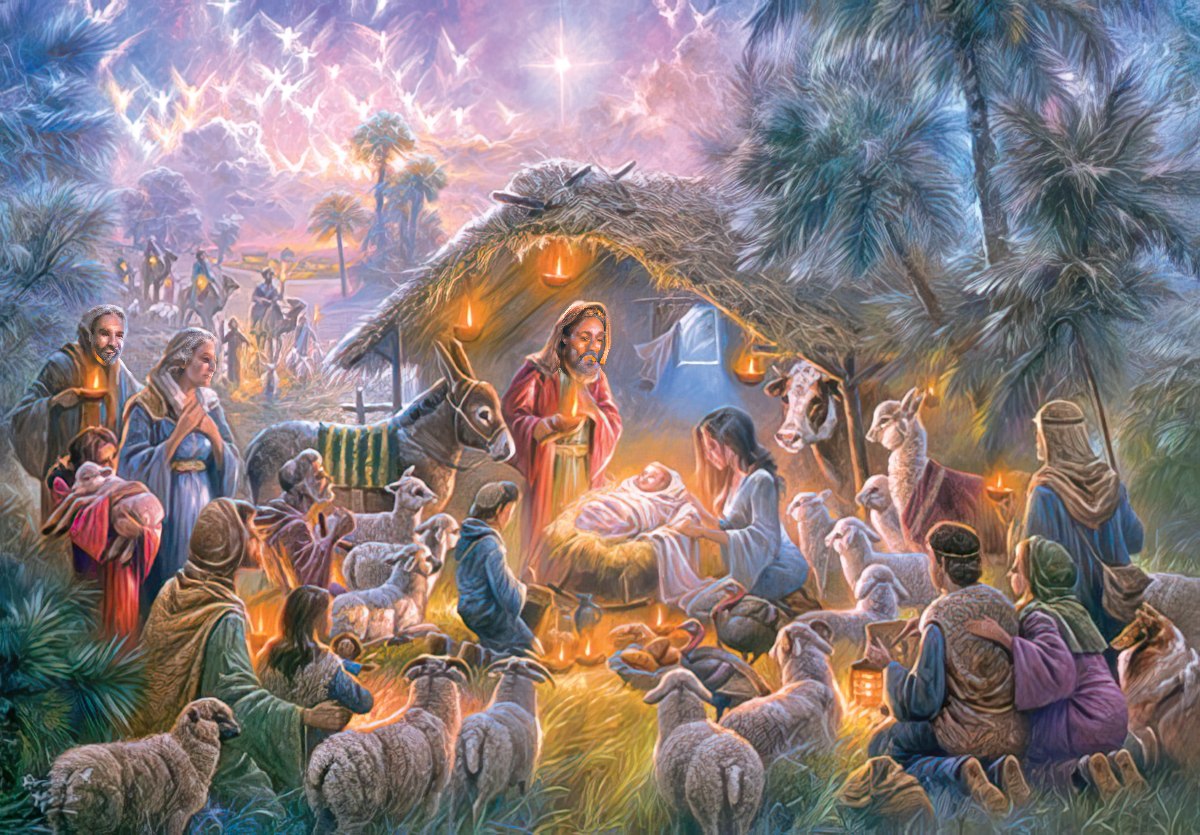 fine art painting of the nativity